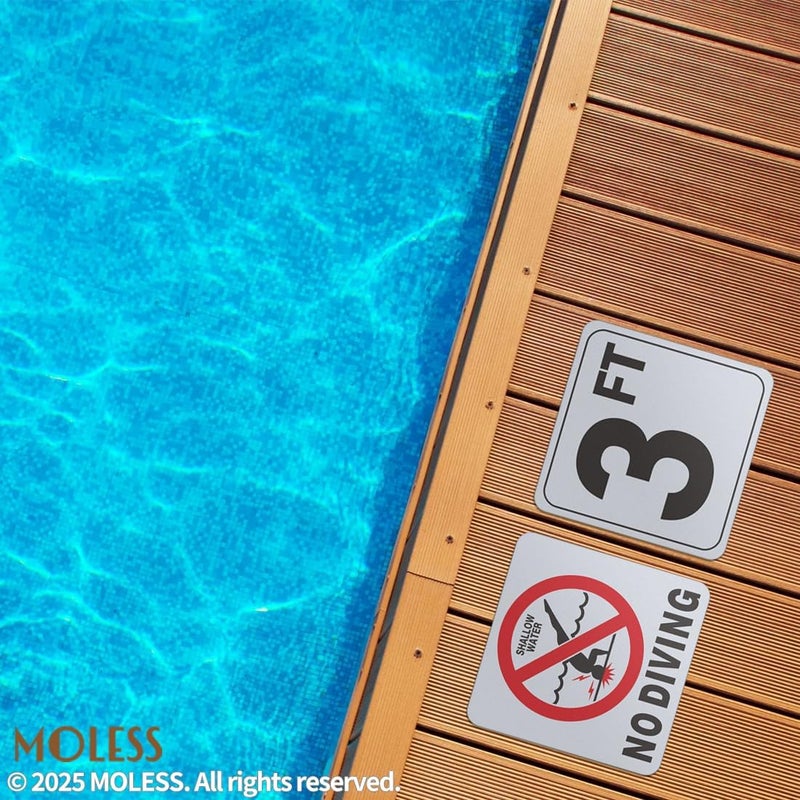 MOLESS 3FT Pool Depth Marker Stickers – 6x6″ Anti-Slip Vinyl Tile Stickers for Swimming Pool Safety Signs, Adhesive Pool Depth Markers for Decks, 3 FT (1 Pack) - Image 3